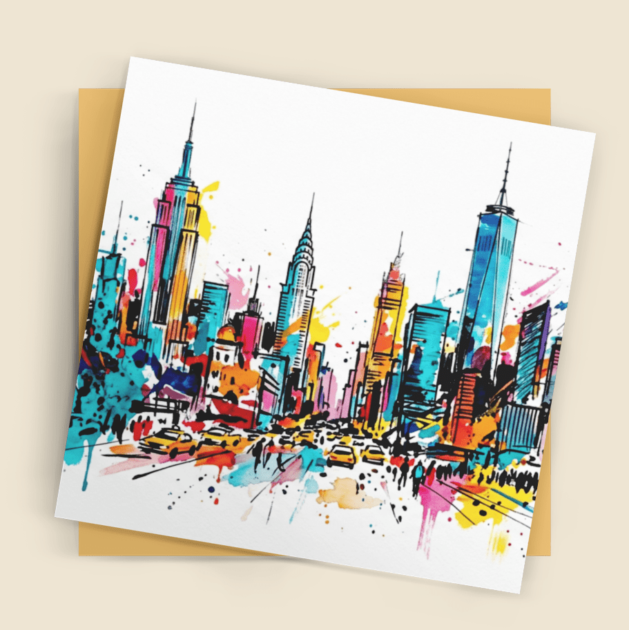 New York Skyline – Fine Art Greeting Card (6×6) - Bella Leaf StudioPremium Art Prints