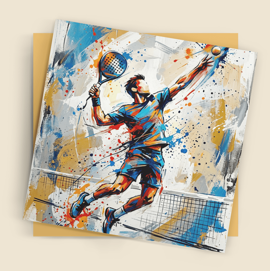 Padel Player – Expressive Fine Art Sports Greeting Card (6×6) - Bella Leaf StudioPremium Art Prints