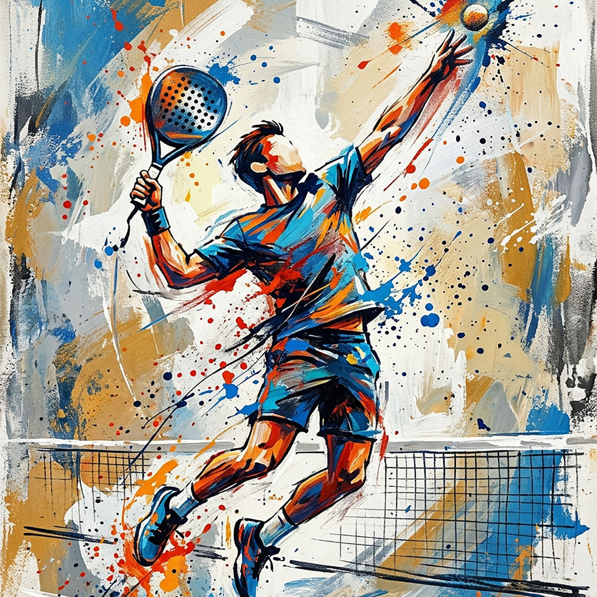 Padel Player – Expressive Fine Art Sports Greeting Card (6×6) - Bella Leaf StudioPremium Art Prints