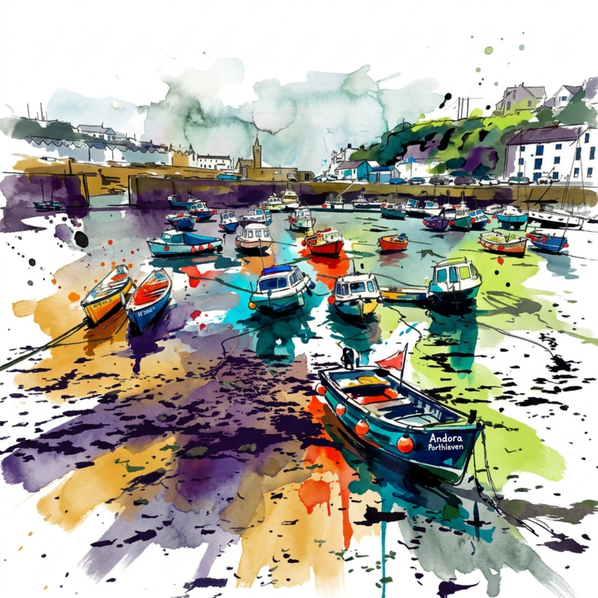 Porthleven Harbour – Fine Art Greeting Card (6×6) - Bella Leaf StudioPremium Art Prints