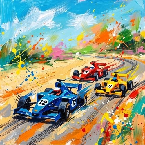 Racing Art Card – Contemporary Abstract Motorsport Scene - Bella Leaf StudioPremium Art Prints