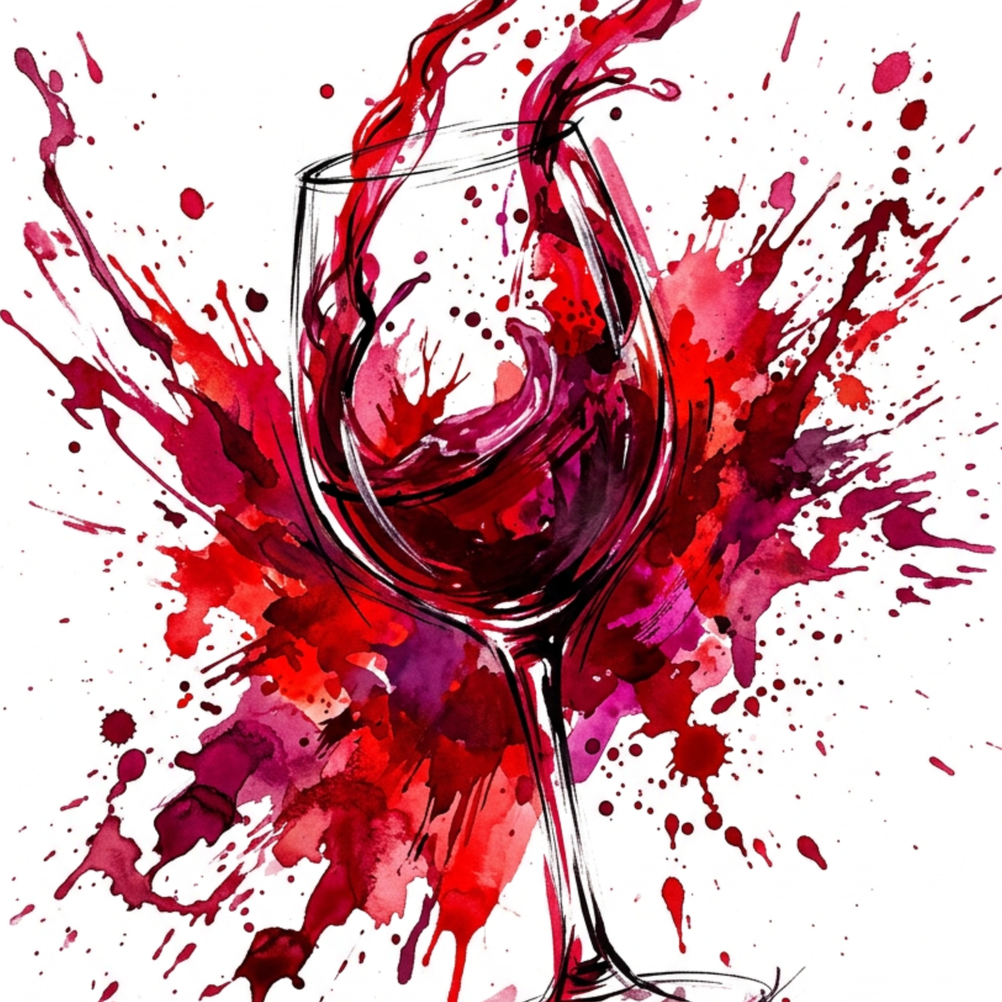 Red Wine – Modern Coloursplash Wine Art Print