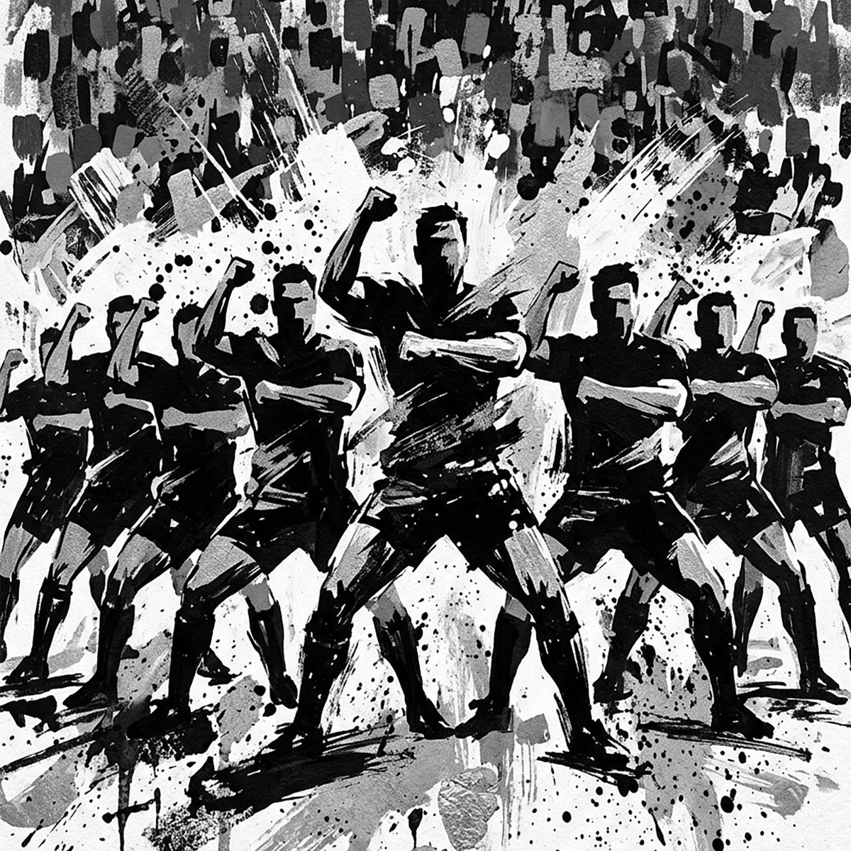 Rugby Team Ritual – Fine Art Sports Greeting Card (6×6) - Bella Leaf StudioPremium Art Prints