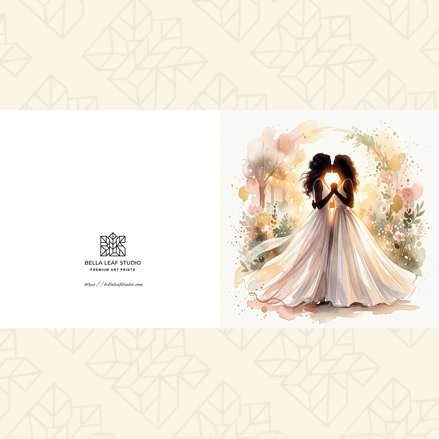 Same‑Sex Wedding Card – Expressive Couple Fine Art (6×6)