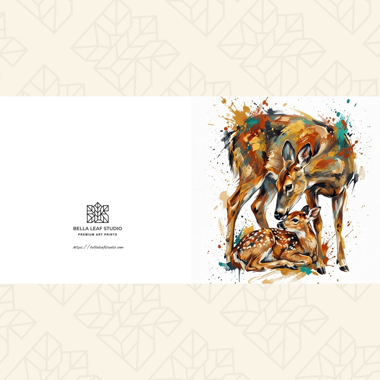 Deer & Fawn – Fine Art Greeting Card (6×6)