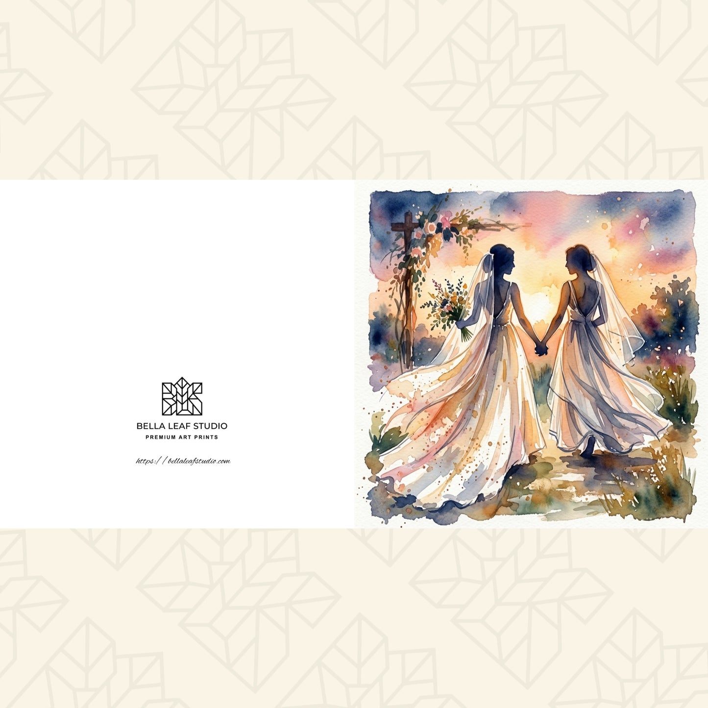 Same‑Sex Wedding Card – Expressive Couple Fine Art (6×6)