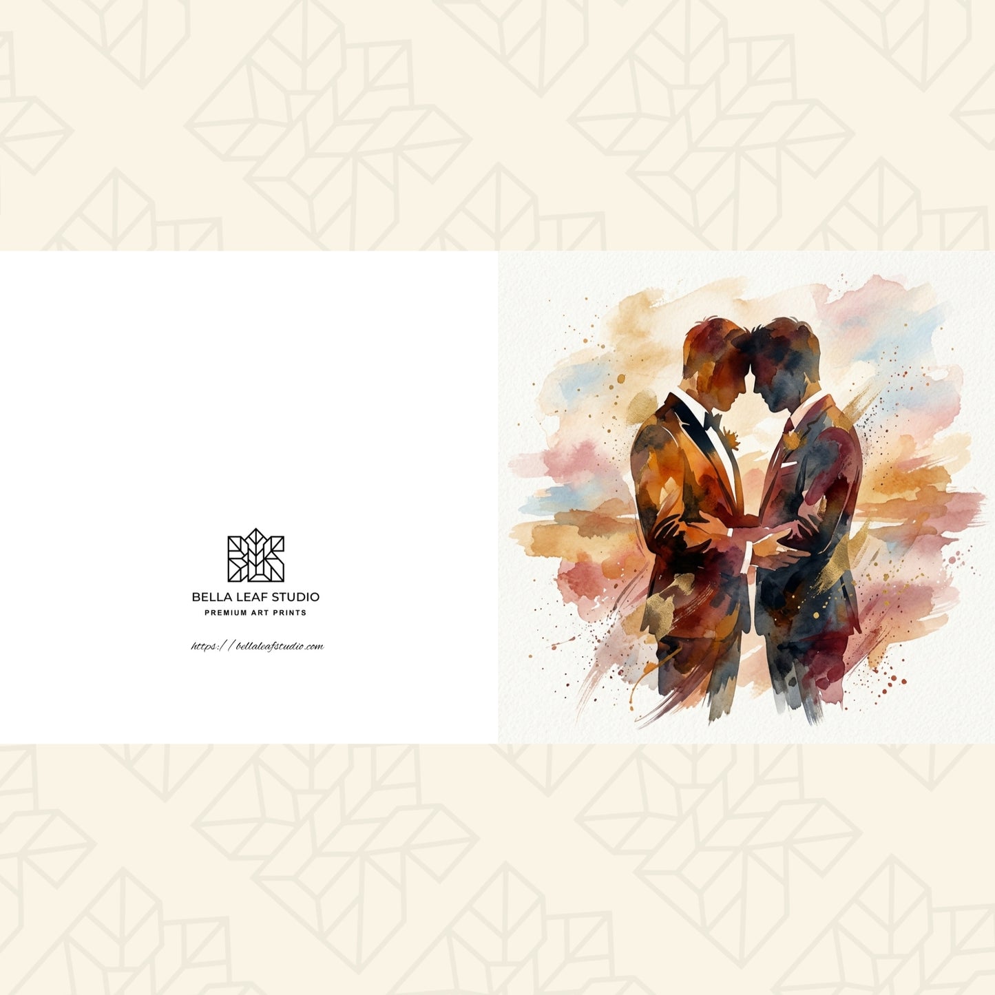Same‑Sex Wedding Card – Expressive Couple Fine Art (6×6)