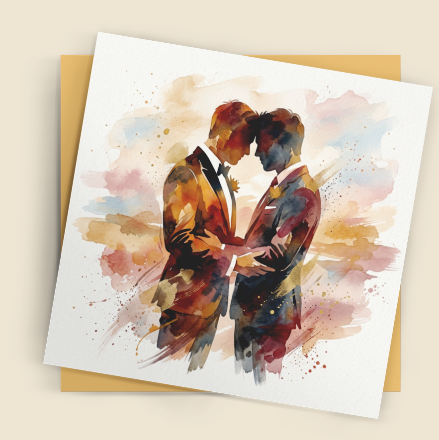 Same‑Sex Wedding Card – Expressive Couple Fine Art (6×6)