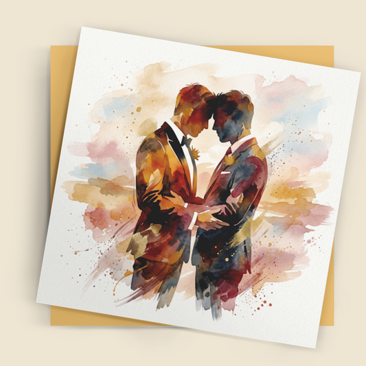 Same‑Sex Wedding Card – Expressive Couple Fine Art (6×6)