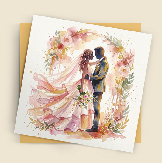 Wedding Card – Expressive Bride & Groom Fine Art (6×6)