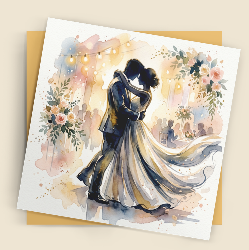 Wedding Card – Expressive Bride & Groom Fine Art (6×6)