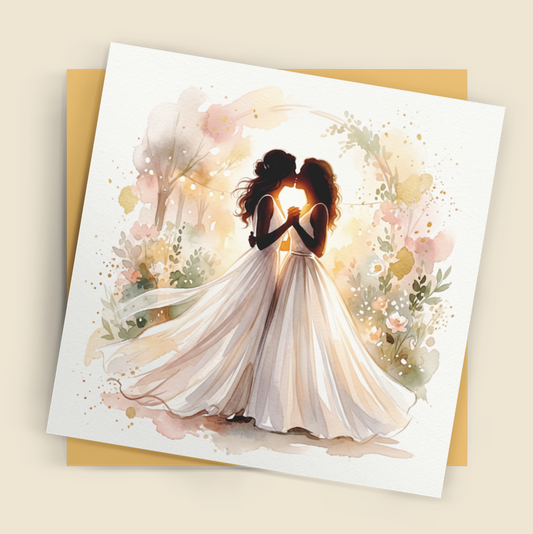 Same‑Sex Wedding Card – Expressive Couple Fine Art (6×6)