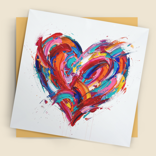 Abstract Heart – Fine Art Watercolour Card (6×6)